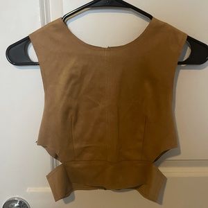 Brown cut out crop top